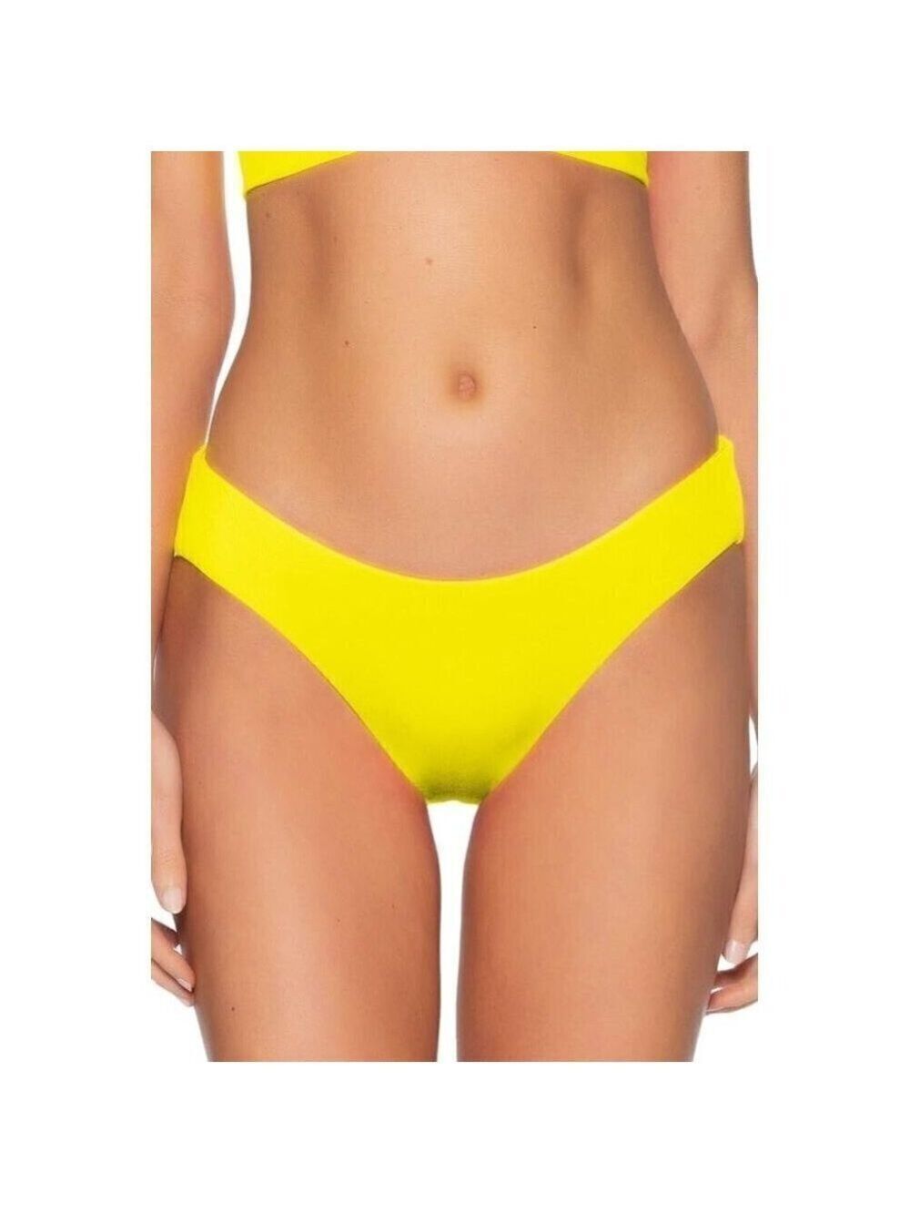 Becca "adela" color code yellow bikini bottoms womens sz Medium BNWOT hipster